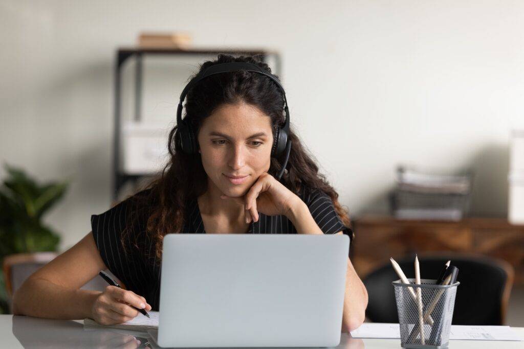 woman working at laptop